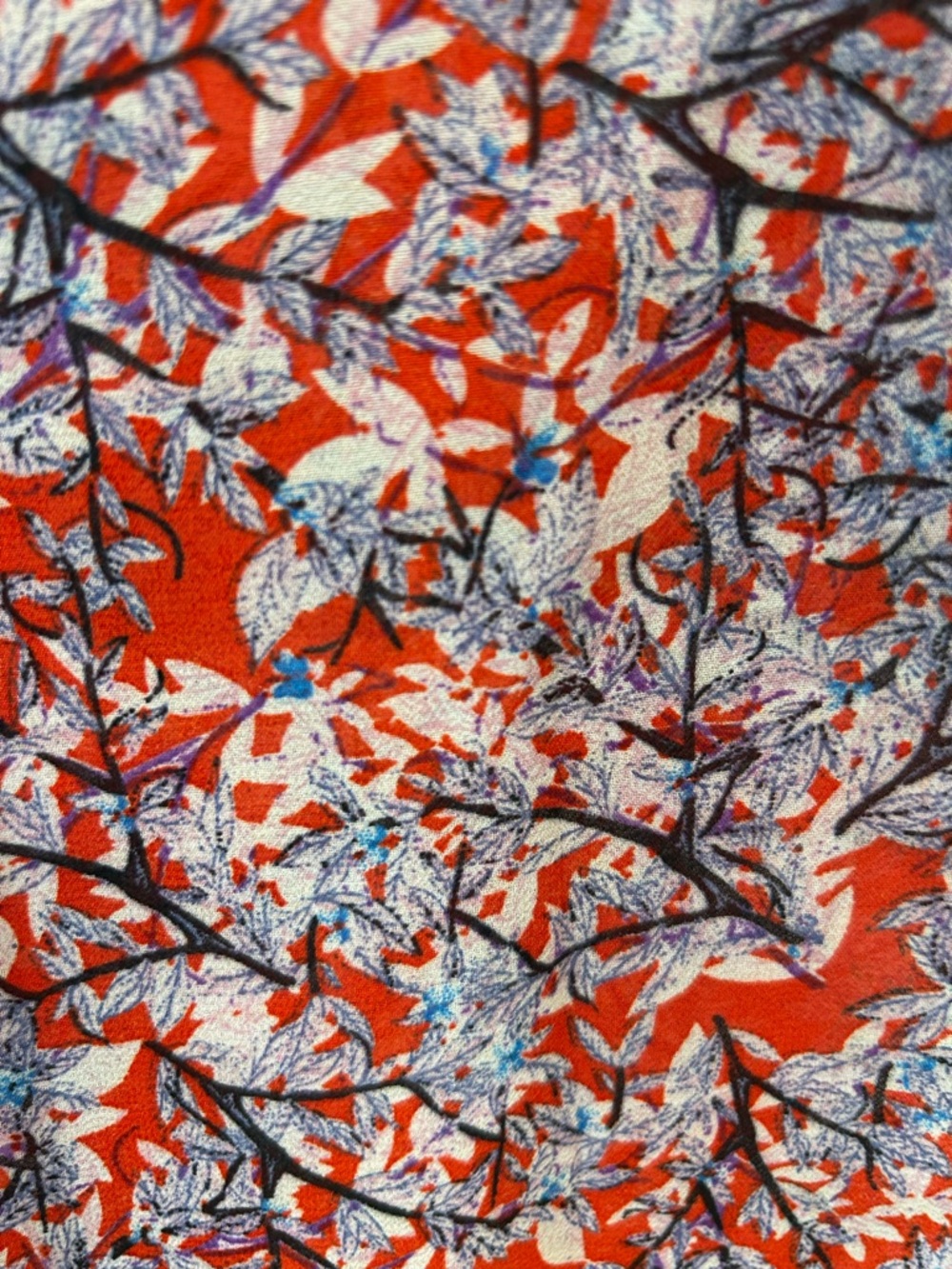 Unique Vintage Red Floral Branch Print Pintuck Blouse Button Up 1940s Style M - Picture 7 of 11